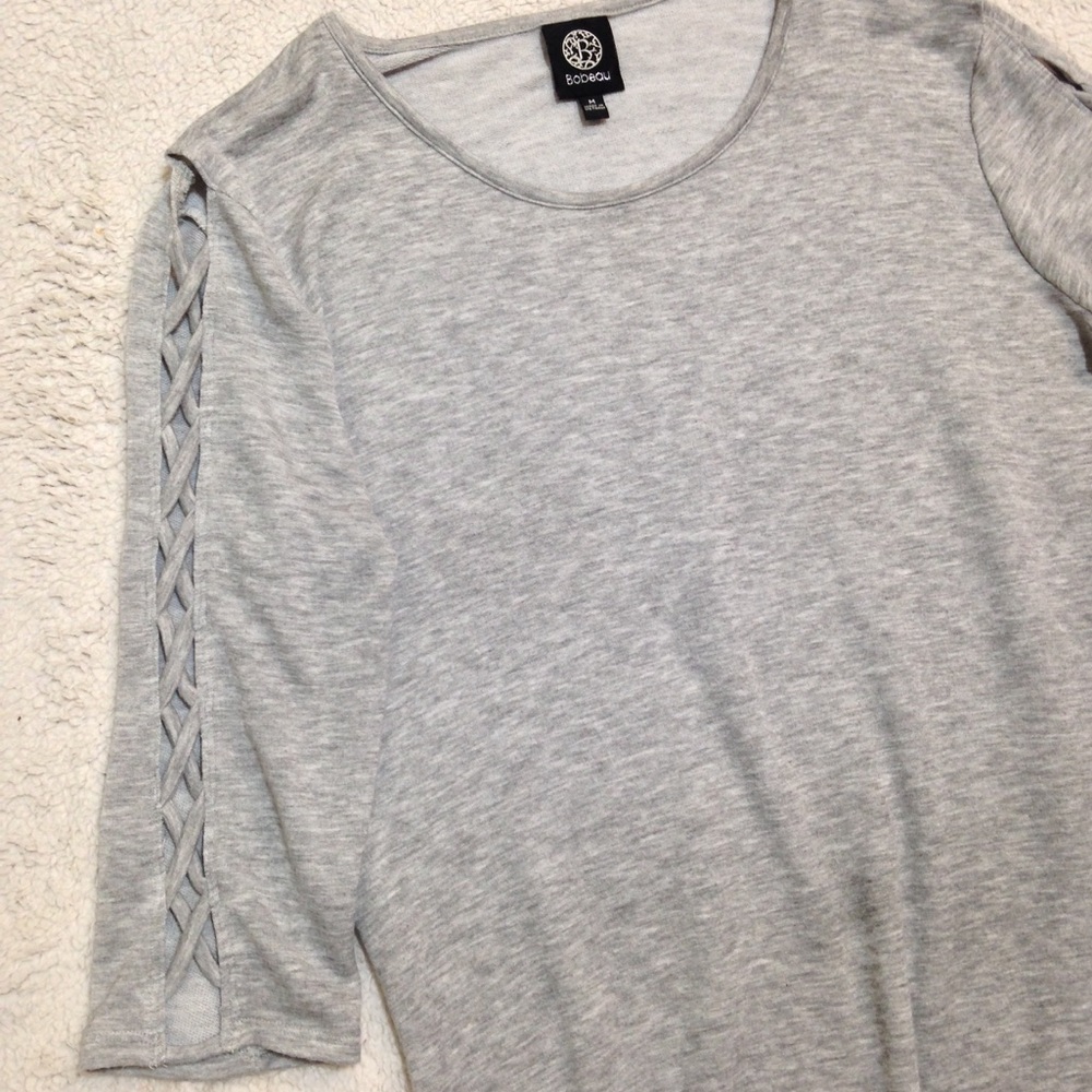 Bobeau 3/4 length Sleeve w/Cross Strap Detail Top